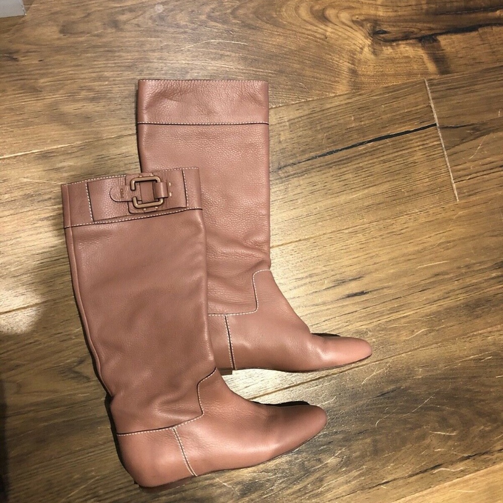 Chloe Peach/Beige Tall Leather Boots 37.5 Like New